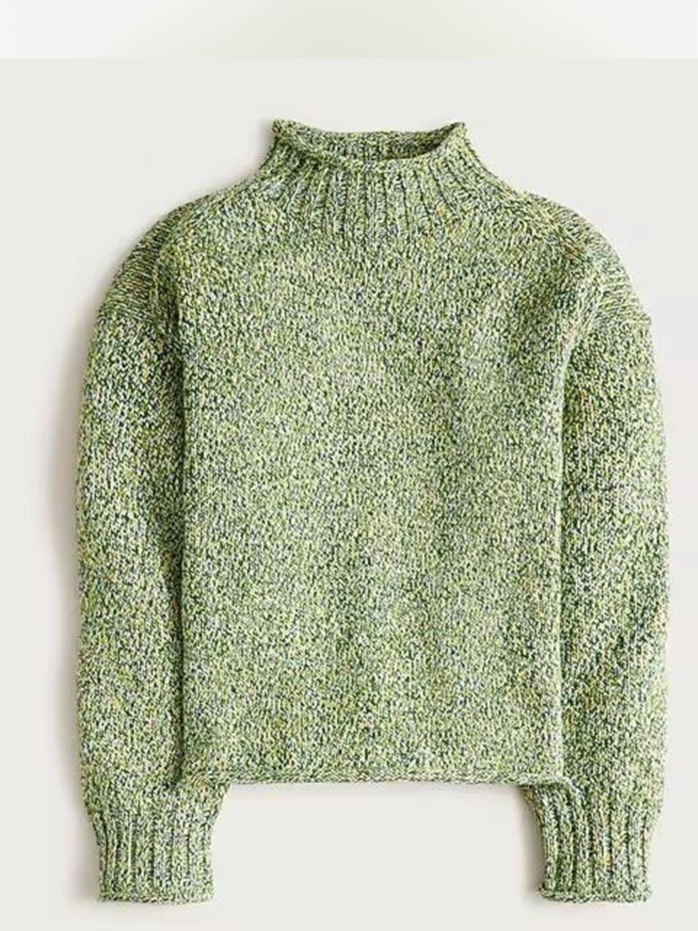 J. Crew Green Marled Mock Neck Sweater
